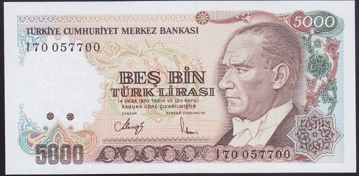 7.EMİSYON 4.TERTİP 5000 LİRA I70 057700 ÇİL