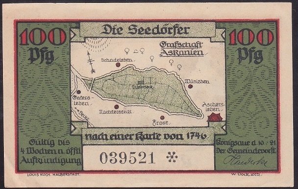 ALMANYA 100 PFENNİNG NOTGELD 1921 ÇİLALTI ÇİL