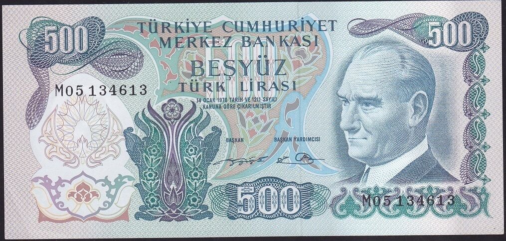 6.Emisyon 2.Tertip 500 Lira M05 134613 Çilaltı Çil