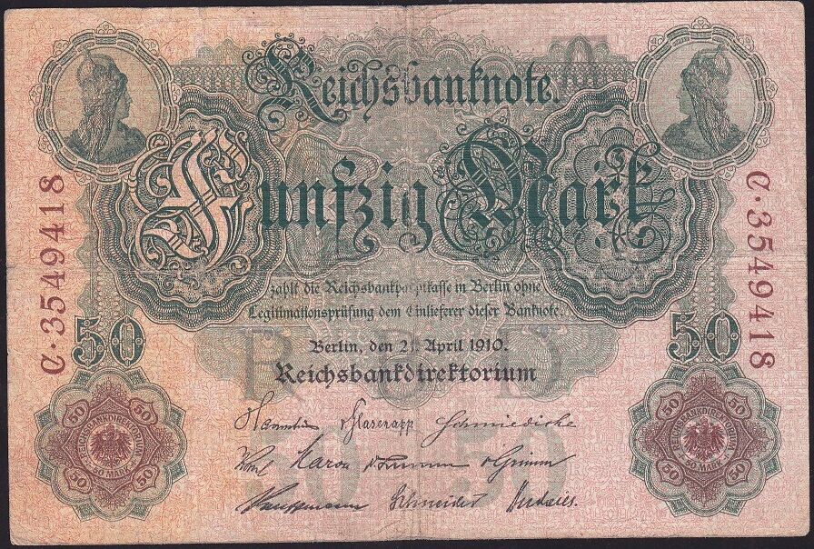 Almanya 50 Mark 1910 Çok Temiz