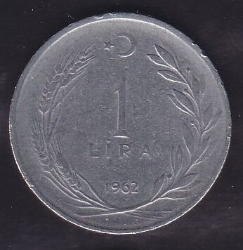 1962 Yılı 1 Lira Ters