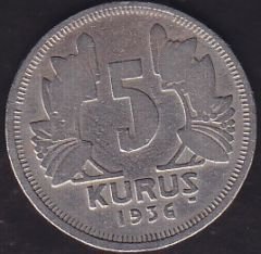 1936 Yılı 5 Kuruş