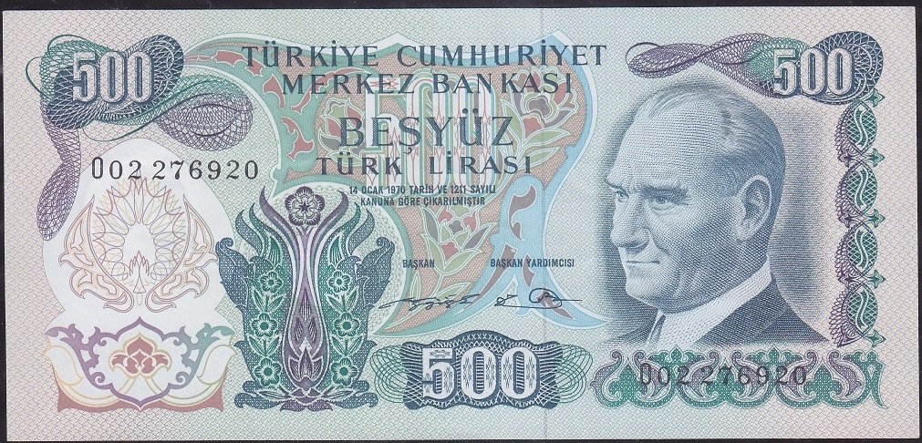 6.Emisyon 2.Tertip 500 Lira O02 276920 Çilaltı Çil