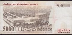 7.Emisyon 5 000 000 Lira H84 298950 Çok Temiz+