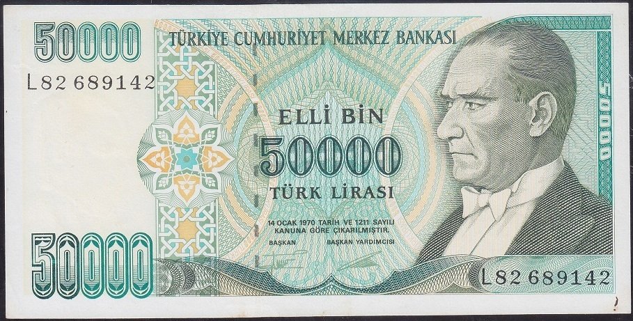 7.Emisyon 2.Tertip 50000 Lira L82 689142 Ççt Çilaltı