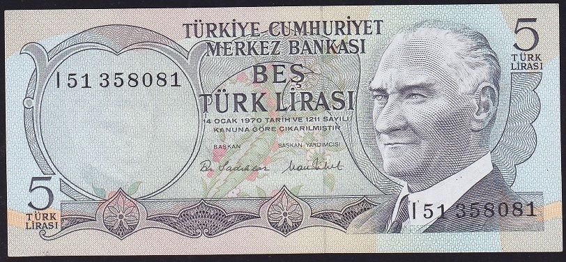 6.Emisyon 2.Tertip 5 Lira I51 358081 Çil