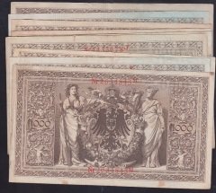 ALMANYA 1000 MARK 1910 ORTALAMA ÇOK TEMİZ+    ( 10 ADET )