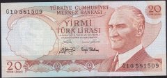 6.Emisyon 3.Tertip 20 Lira G10 581509 Çilaltı Çil