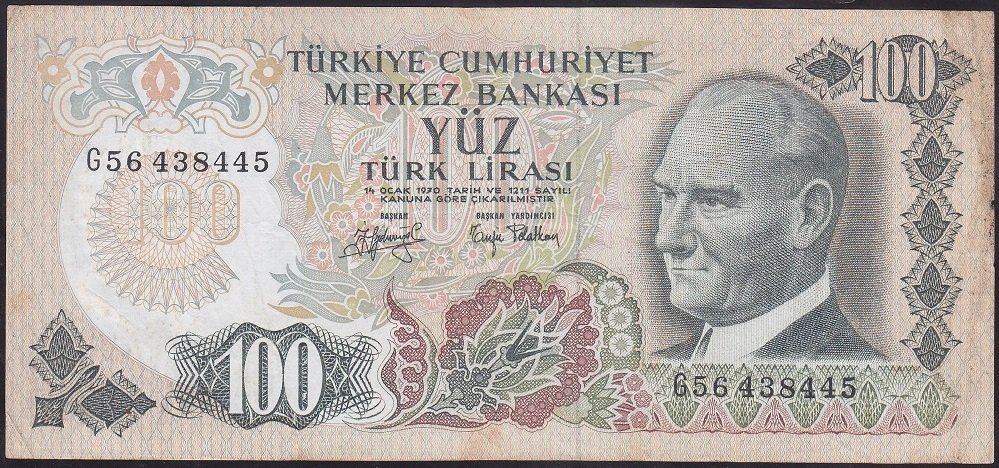 6.EMİSYON 2.TERTİP 100 LİRA G56 438445 ÇOK TEMİZ