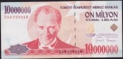 7.Emisyon 10 000 000 Lira D54 757019 Çok Temiz+