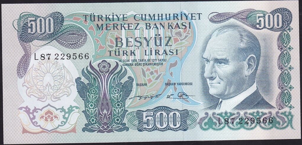 6.Emisyon 2.Tertip 500 Lira L87 229566 Çilaltı Çil