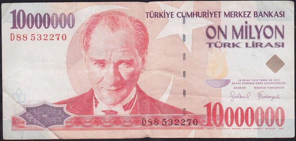 7.Emisyon 10.000.000 Lira D88 532270 Çok Temiz