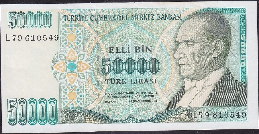 7.Emisyon 2.Tertip 50000 Lira L79 610549 Ççt Çilaltı