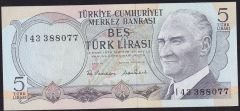 6.Emisyon 2.Tertip 5 Lira I43 388077 Çil