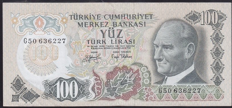 6.EMİSYON 2.TERTİP 100 LİRA G50 636227 ÇÇT +