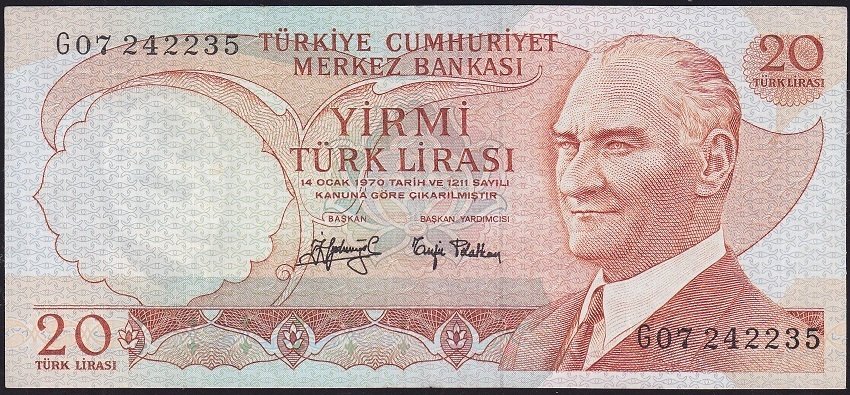6.Emisyon 3.Tertip 20 Lira G07 242235 Çok Temiz+