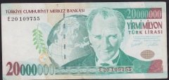 7.EMİSYON 20 000 000 LİRA E20 109755 ÇOK TEMİZ +