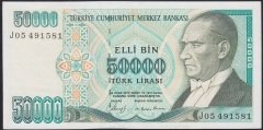 7.EMİSYON 1.TERTİP 50000 LİRA J05 491581 ÇÇT