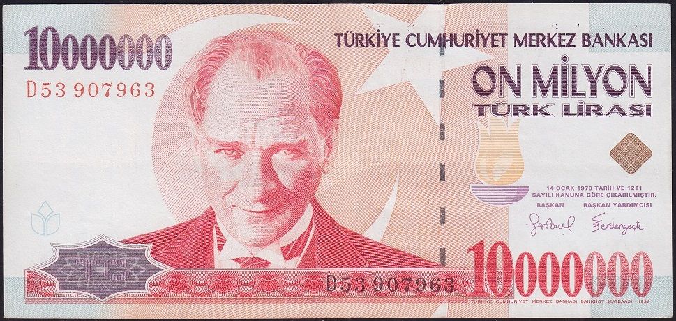 7.Emisyon 10 000 000 Lira D53 907963 Çok Çok Temiz