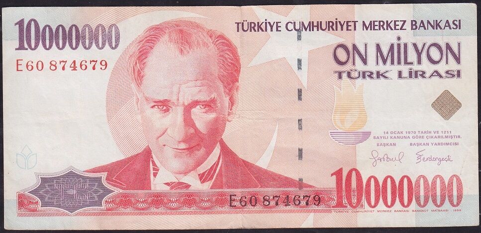 7.Emisyon 10000000 Lira E60 874679 Çok Temiz