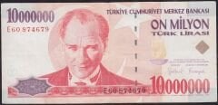 7.Emisyon 10000000 Lira E60 874679 Çok Temiz