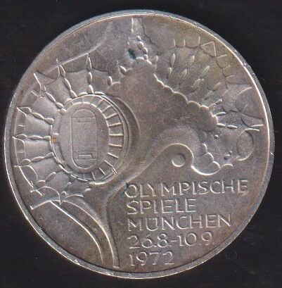 Almanya 10 Mark 1972 Gümüş (XX Yaz Olimpiyat Oyunları, Münih 1972 - Stadyum)