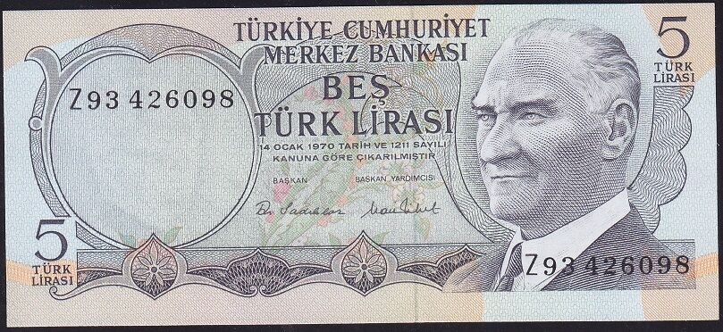 6.Emisyon 2.Tertip 5 Lira Z93 4260XX Çil