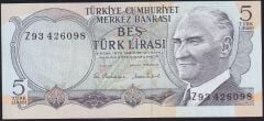 6.Emisyon 2.Tertip 5 Lira Z93 4260XX Çil