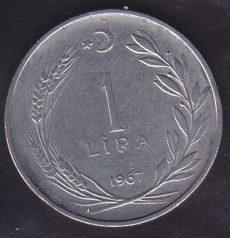 1967 Yılı 1 Lira Ters