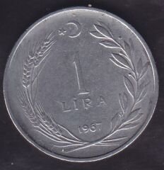 1967 Yılı 1 Lira Ters