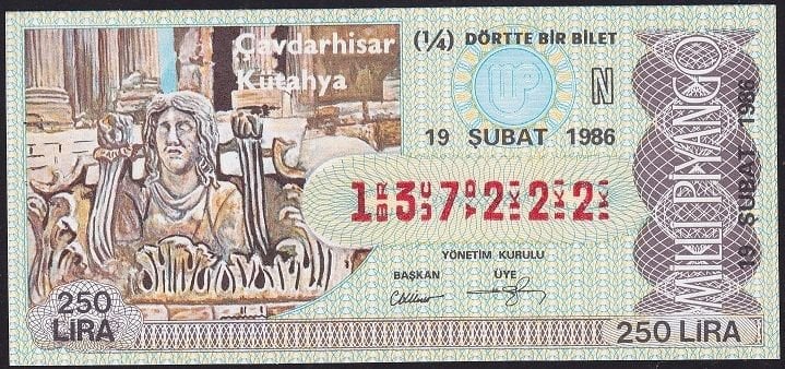 1986 19 Şubat Çeyrek Bilet - N Serisi