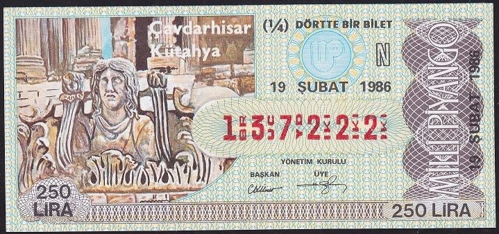 1986 19 Şubat Çeyrek Bilet - N Serisi