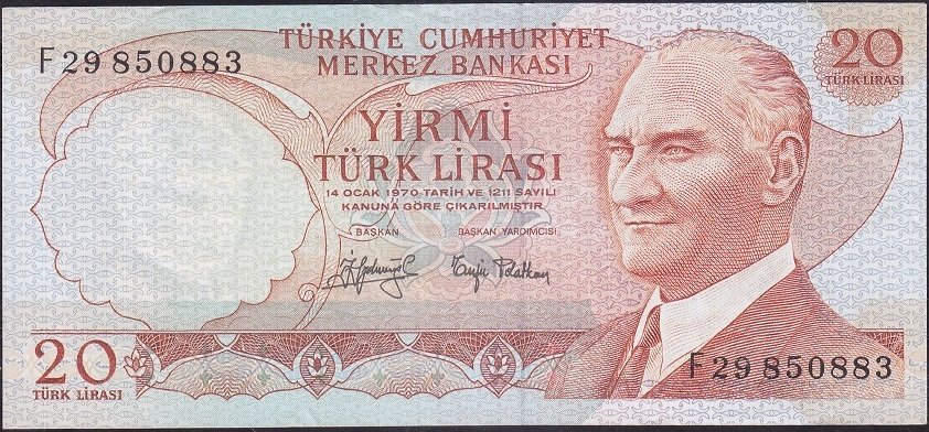6.Emisyon 3.Tertip 20 Lira F29 850883 Çok Çok Temiz