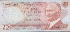 6.Emisyon 3.Tertip 20 Lira F29 850883 Çok Çok Temiz