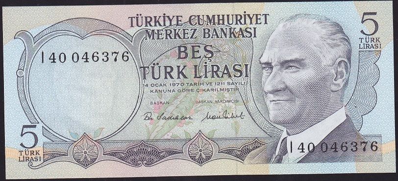 6.Emisyon 2.Tertip 5 Lira I40 046376 Çil