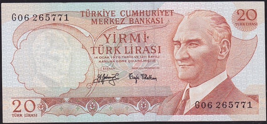 6.Emisyon 3.Tertip 20 Lira G06 265771 Çok Çok Temiz+