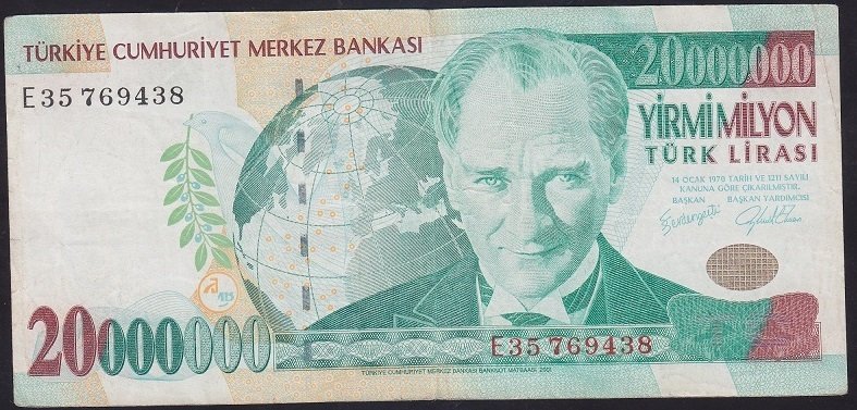 7.EMİSYON 20 000 000 LİRA E35 769438 ÇOK TEMİZ