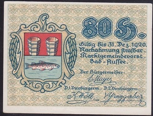 AVUSTURYA 80 HELLER NOTGELD 1920 ÇİL