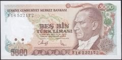 7.Emisyon 3.Tertip 5000 Lira F16 522172 Çilaltı