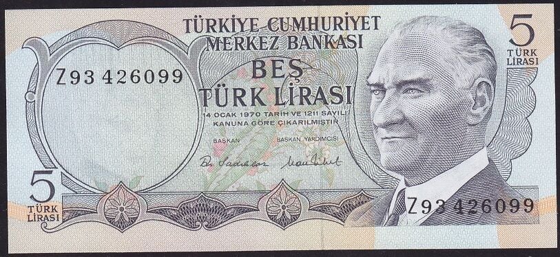 6.Emisyon 2.Tertip 5 Lira Z93 426099 Çilaltı Çil