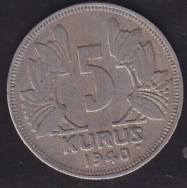 1940 Yılı 5 Kuruş