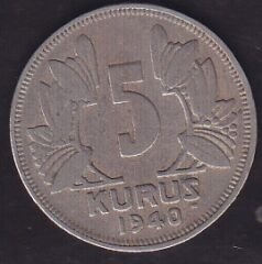 1940 Yılı 5 Kuruş