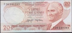 6.Emisyon 3.Tertip 20 Lira F26 140393 Çilaltı