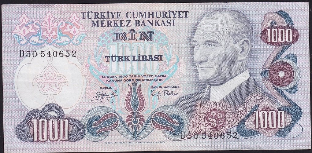 6.Emisyon 2.Tertip 1000 Lira D50 540652 Çok Temiz+