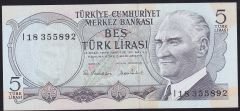 6.Emisyon 2.Tertip 5 Lira I18 355892 Çil
