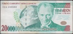 7.Emisyon 20 000 000 Lira C11 235502 Çok Temiz+