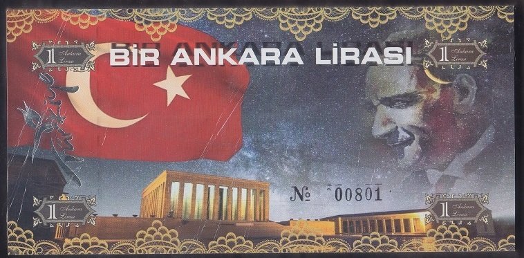 ÖZEL BASKI 1 ANKARA LİRASI - HOLOGRAMLI - EMNİYET ŞERİTLİ - SERİ TAKİPLİ DESTE ( 100 ADET) 801- 900 ARASI