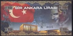 ÖZEL BASKI 1 ANKARA LİRASI - HOLOGRAMLI - EMNİYET ŞERİTLİ - SERİ TAKİPLİ DESTE ( 100 ADET) 801- 900 ARASI