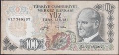 6.EMİSYON 2.TERTİP 100 LİRA G17 349267 ÇOK TEMİZ eski para alan yerler