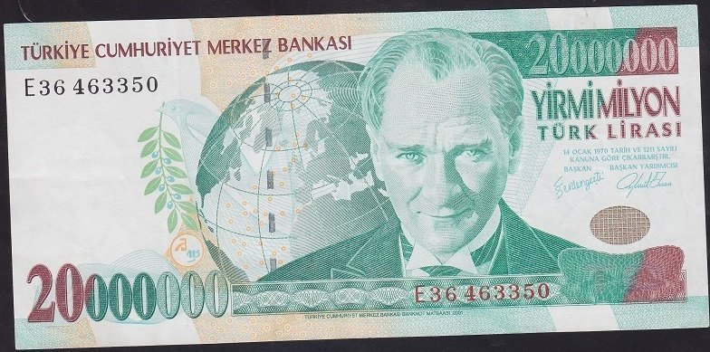 7.EMİSYON 20 000 000 LİRA E36 463350 ÇÇT +